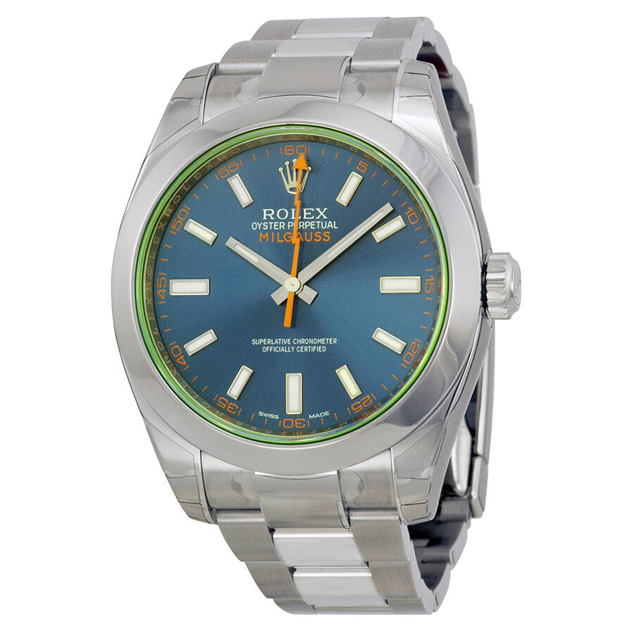 Rápido Mojado Sermón Rolex Milgauss Reloj automático para hombre de acero inoxidable con esfera  azul 116400GV 116400GV Z-BLUE – Watches of America