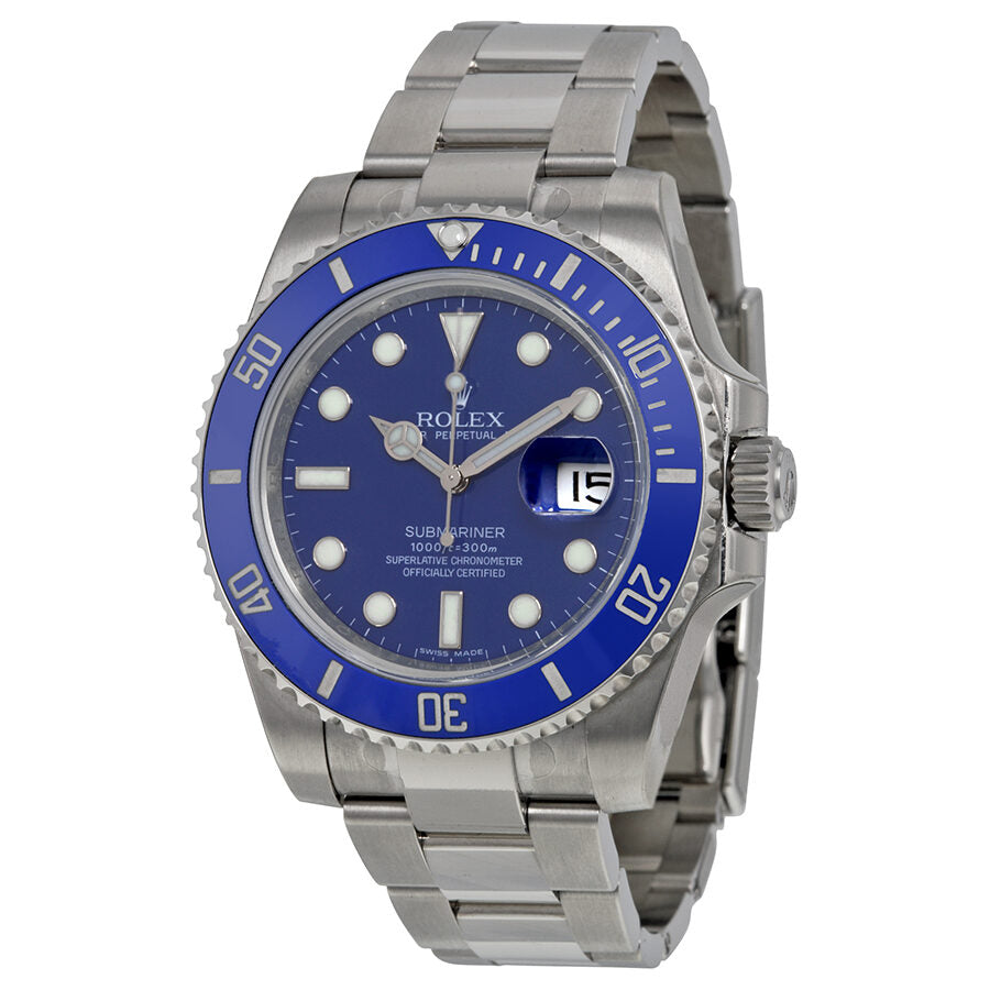 Rolex Submariner Blue Dial 18K White Gold Oyster Bracelet Automatic Men's Watch 116619BLSO 116619LB – Watches of America