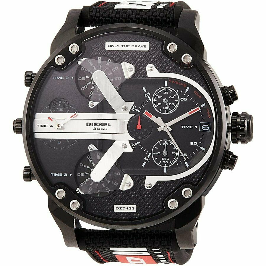 Quartz – Chronograph Men\'s Watch Black Diesel of Watches Dial Mr. America 2.0 DZ7433 Daddy