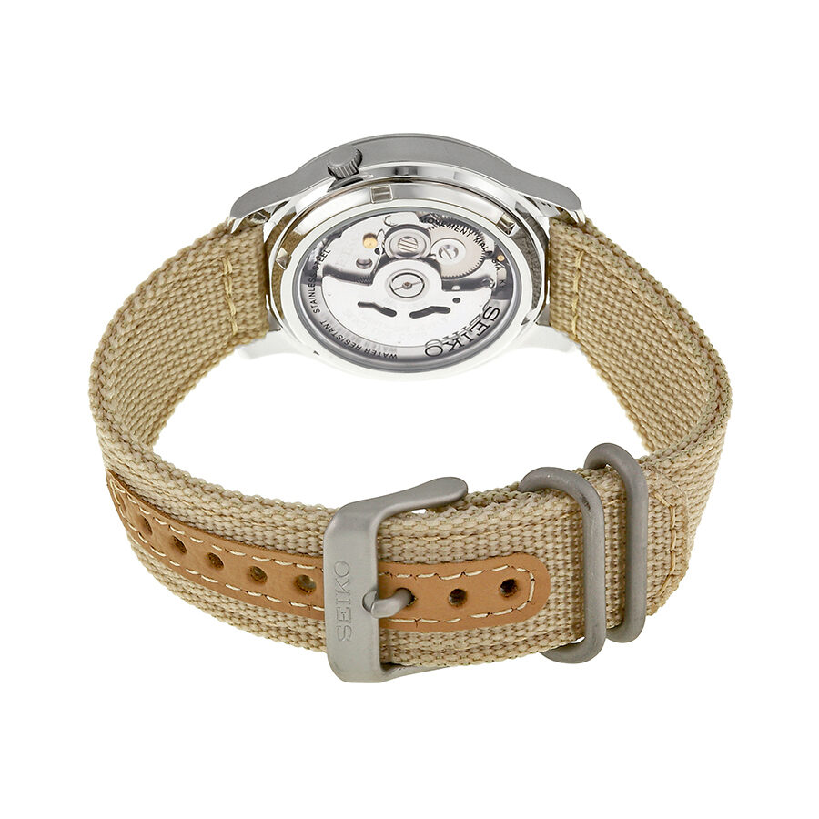 Seiko 5 Beige Dial Beige Canvas Men's Watch #SNK803 - Watches of America #3