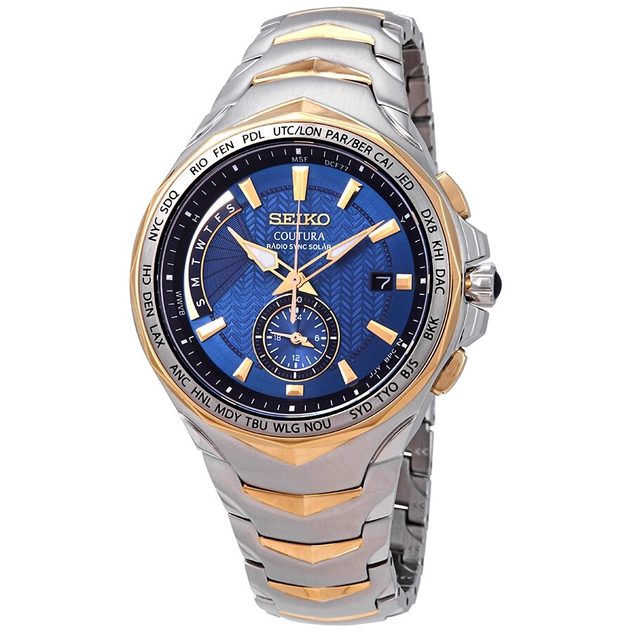 Seiko Coutura Blue Dial Men s Two Tone World Time Watch SSG020