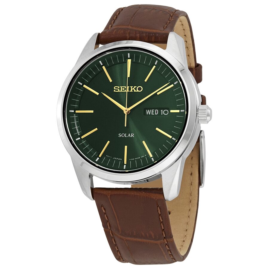 Seiko Dark Green Sunray Dial Solar Powered Men s Watch SNE529 Watches of America