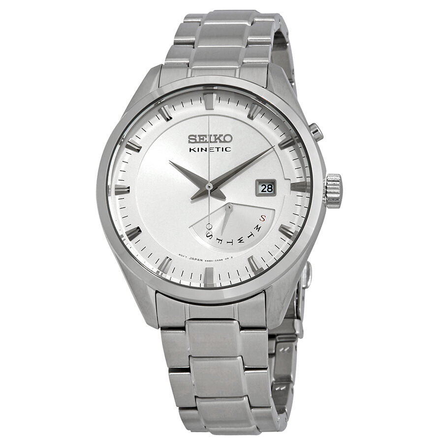 Seiko Kinetic Automatic White Dial Stainless Steel Men's Watch #SRN043 - Watches of America