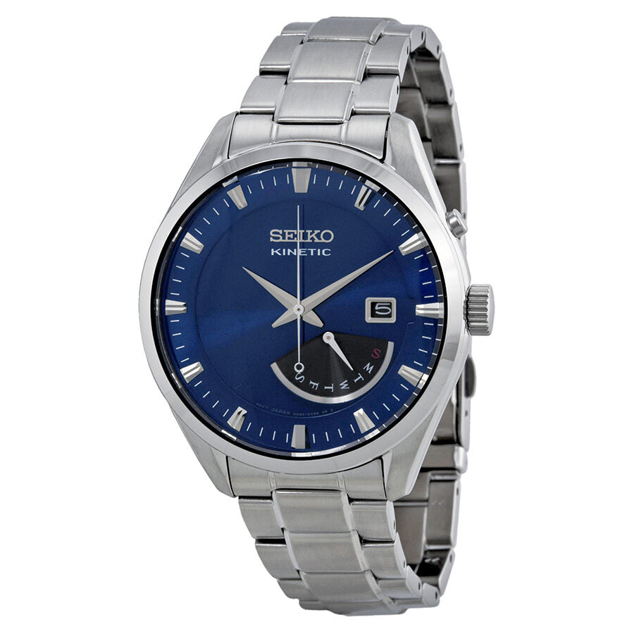 Seiko Kinetic Blue Dial Stainless Steel Men's Watch – of America