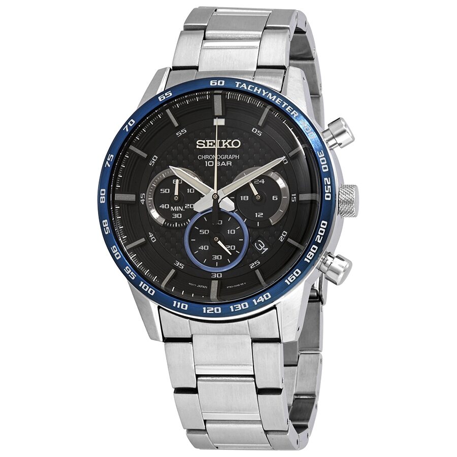 Seiko Neo Sports Chronograph Quartz Black Dial Men's Watch #SSB357 - Watches of America