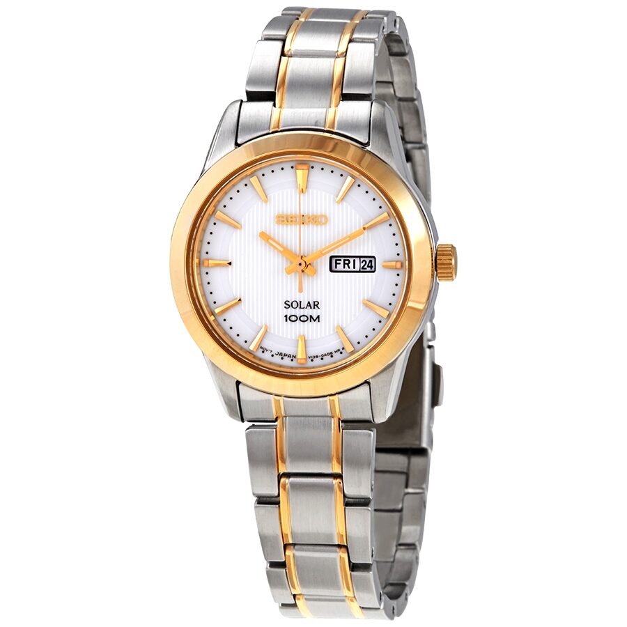 Seiko Quartz White Dial Two-tone Ladies Watch #SUT162P1S - Watches of America
