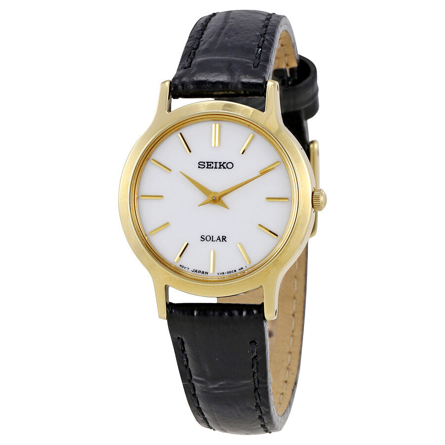 Seiko Solar White Dial Ladies Watch #SUP300 - Watches of America