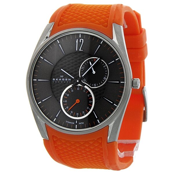 Skagen Titanium Bronze Dial Orange Silicone Strap Unisex Watch 