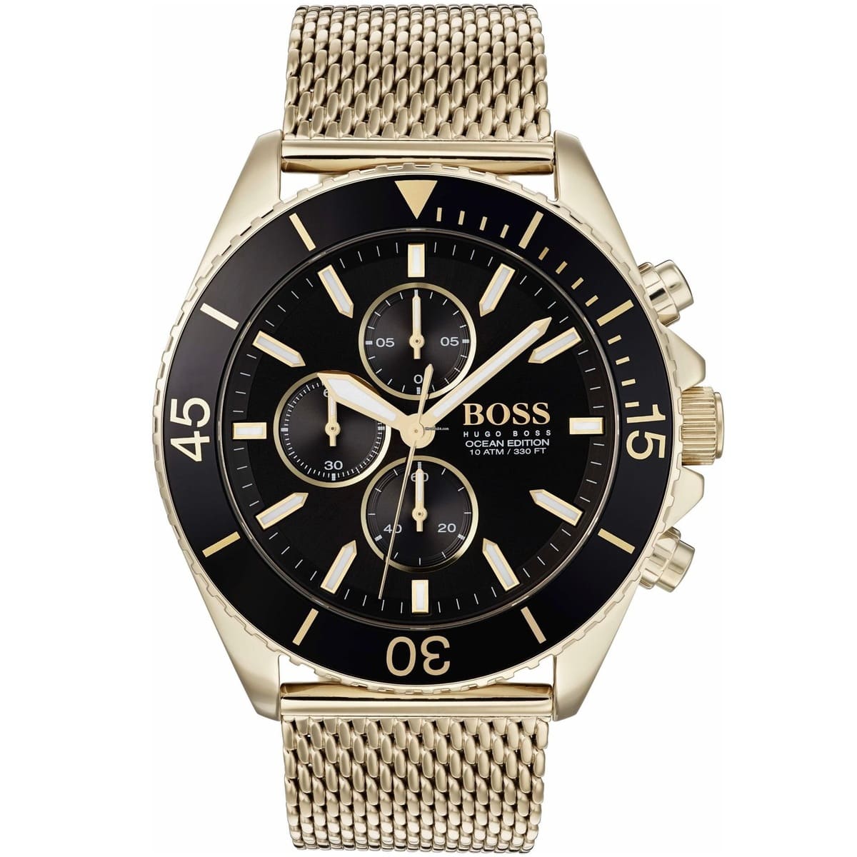 Hugo Boss Ocean Edition Chronograph Black Dial Gold Men's Watch 1513703