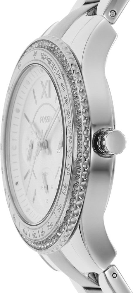 Fossil Stella Sport Cronógrafo Cuarzo Cristal Plata Dial Ladies Watch ES5108