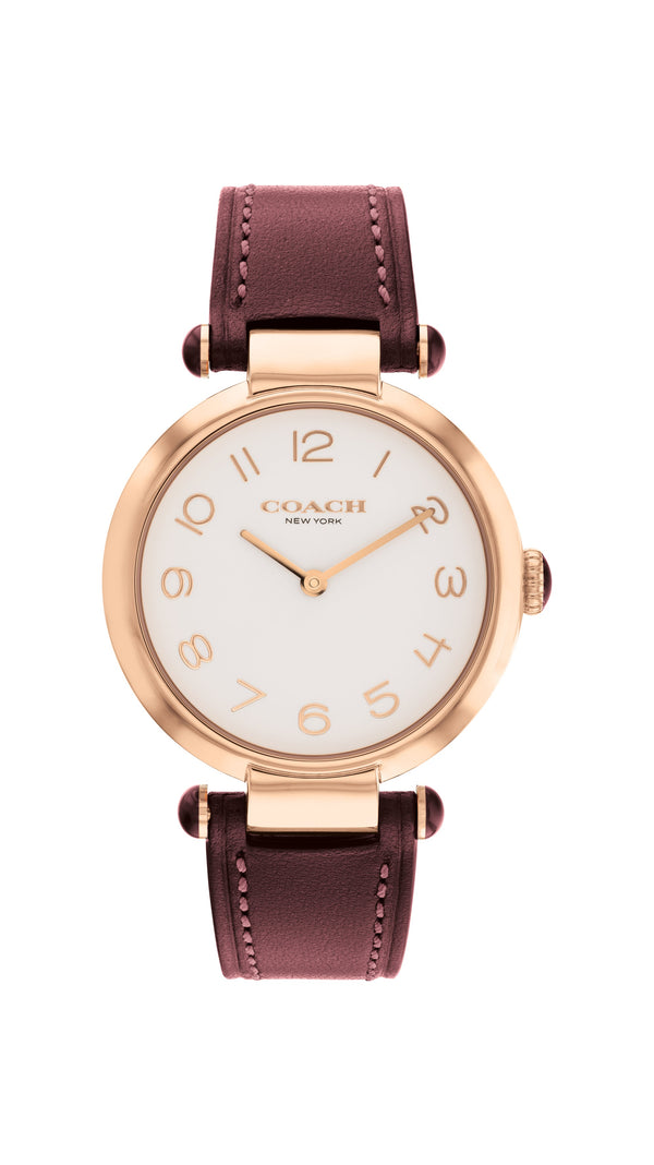 Coach Cary Reloj de pulsera para mujer con correa de piel de tiza 14504001