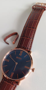 Hugo Boss Jackson Blue Dial Leather Strap Watch 1513458 (Defect)