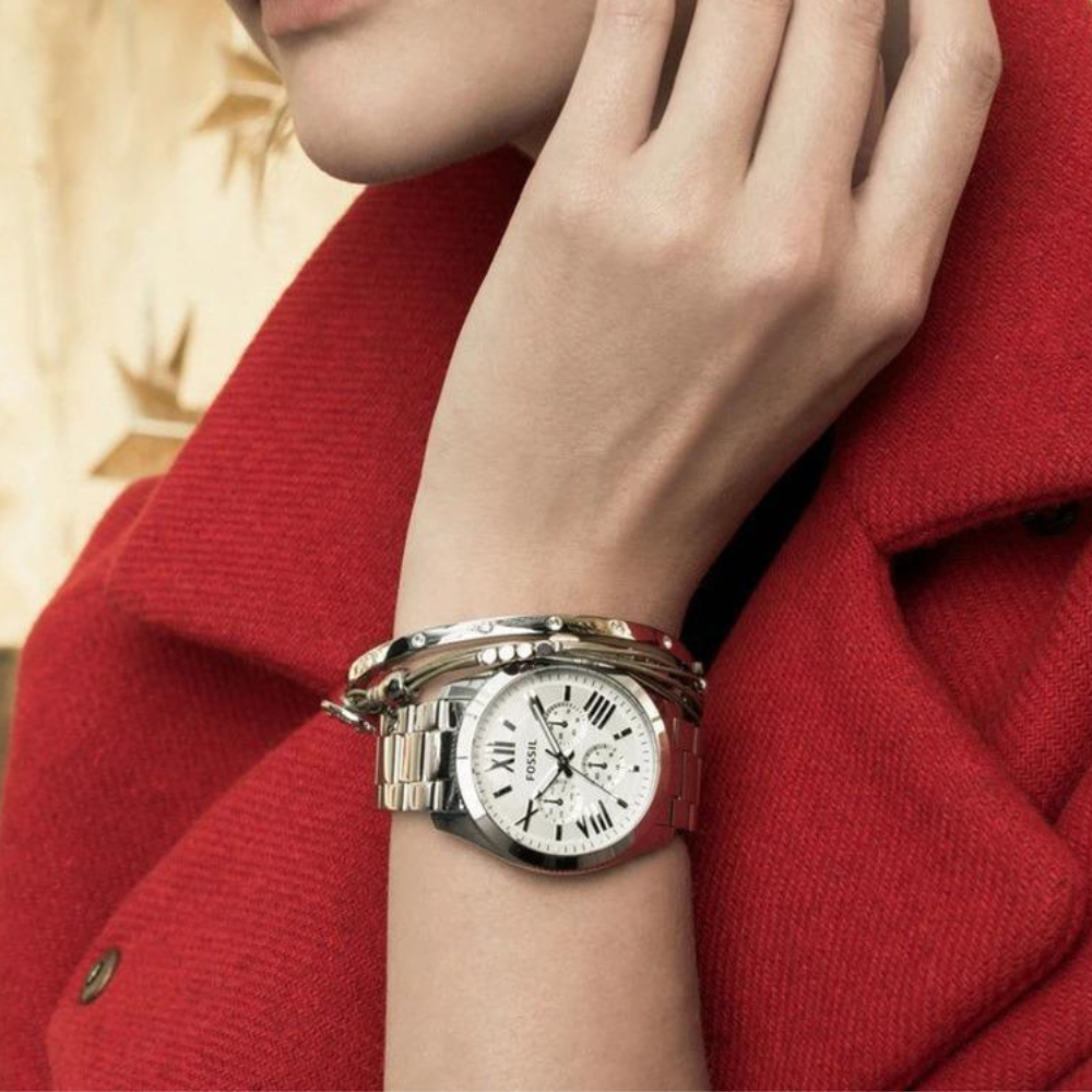 Fossil Cecile Chronograph Silver Dial Ladies Watch AM4509 Watches of America