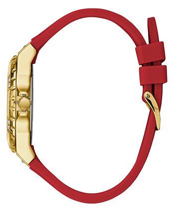 Reloj Guess para Mujer con Caja en Tono Dorado y Silicona Roja GW0431L1