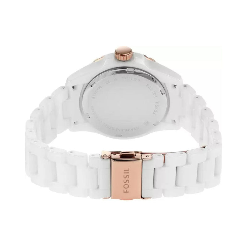 Fossil FB-01 Reloj de mujer con esfera blanca y cristal de cuarzo CE1107