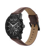 Armani Exchange Reloj cronógrafo de cuero marrón para hombre AX1732