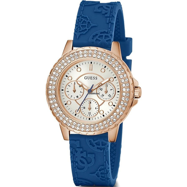 Guess Crown Jewel Reloj Mujer Correa Silicona Azul GW0411L2