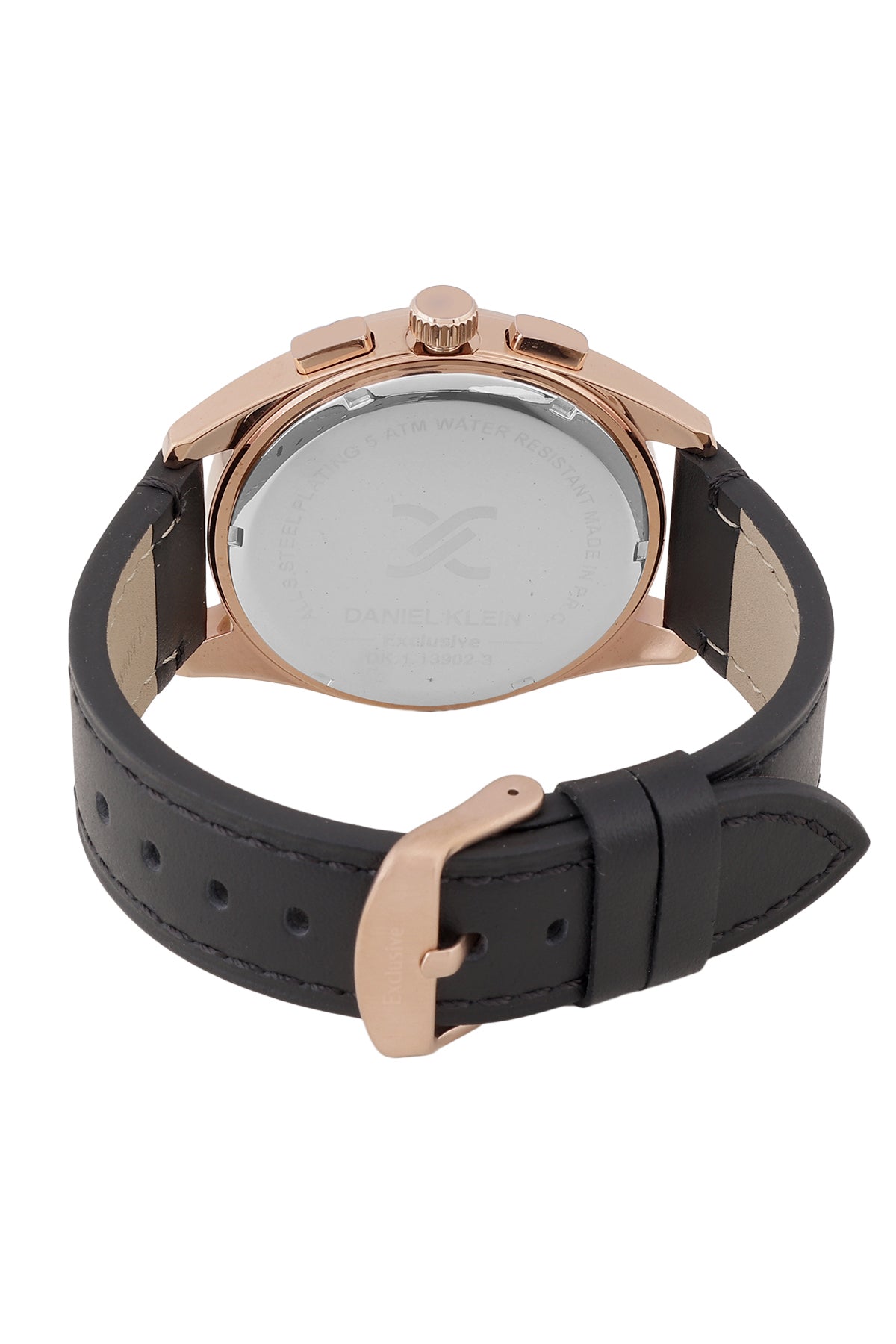 Daniel Klein Exclusive Multifunction Black Genuine Leather Strap Watch - DK.1.13902-3
