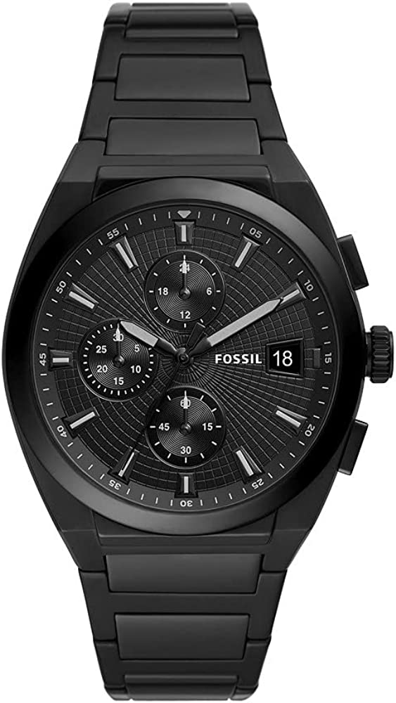 Fossil Everett Reloj cronógrafo de cuarzo con esfera negra para hombre FS5797