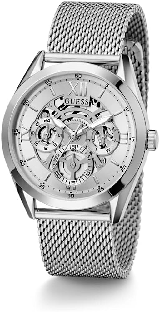 Guess Tailor Reloj para hombre con correa de malla en tono plateado GW0368G1