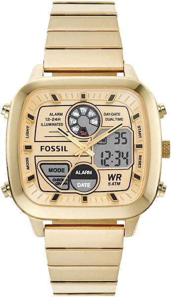 Fossil Retro Watch Analog Digital Gold Tone Men s Watch FS5889