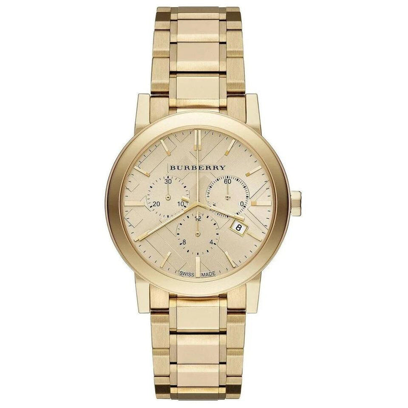 Burberry The City Cronógrafo Reloj unisex de acero inoxidable en tono dorado BUR9753