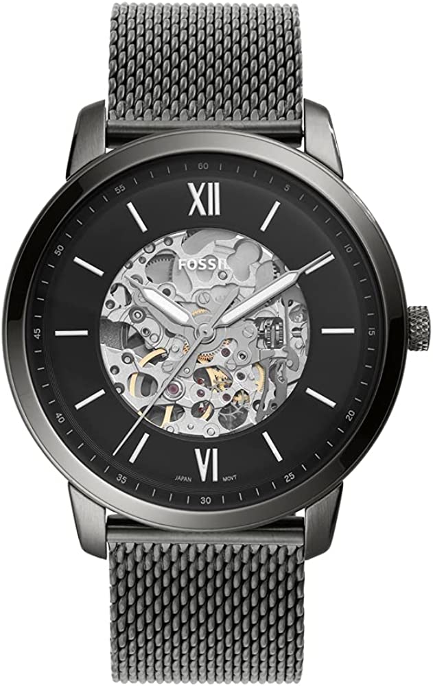 Fossil Neutra Automático Negro Esqueleto Dial Hombres Reloj ME3185