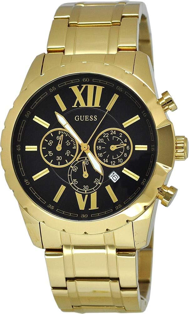 Guess W0193G1 - Reloj para hombre, acero inoxidable, esfera negra, tono dorado