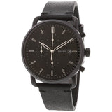 Fossil Commuter Chronograph Black Leather Men's Watch FS5504