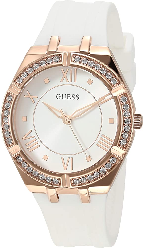 Reloj Guess Cosmo Oro Rosa Correa Blanca Mujer GW0034L2