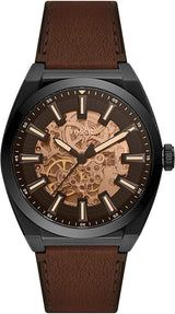 Fossil Everett Reloj Automático para Hombre de Cuero Marrón Oscuro ME3207