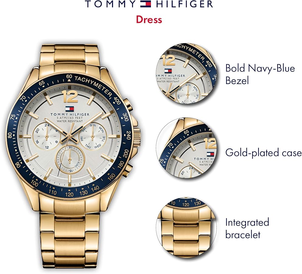 Tommy Hilfiger Luke multifunción plata blanco esfera acero reloj de hombre 1791121