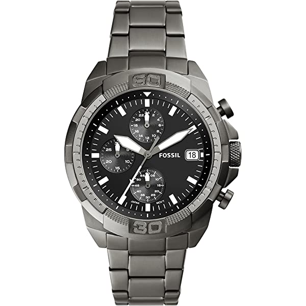 Fossil Bronson Reloj cronógrafo de cuarzo con esfera negra para hombre FS5852