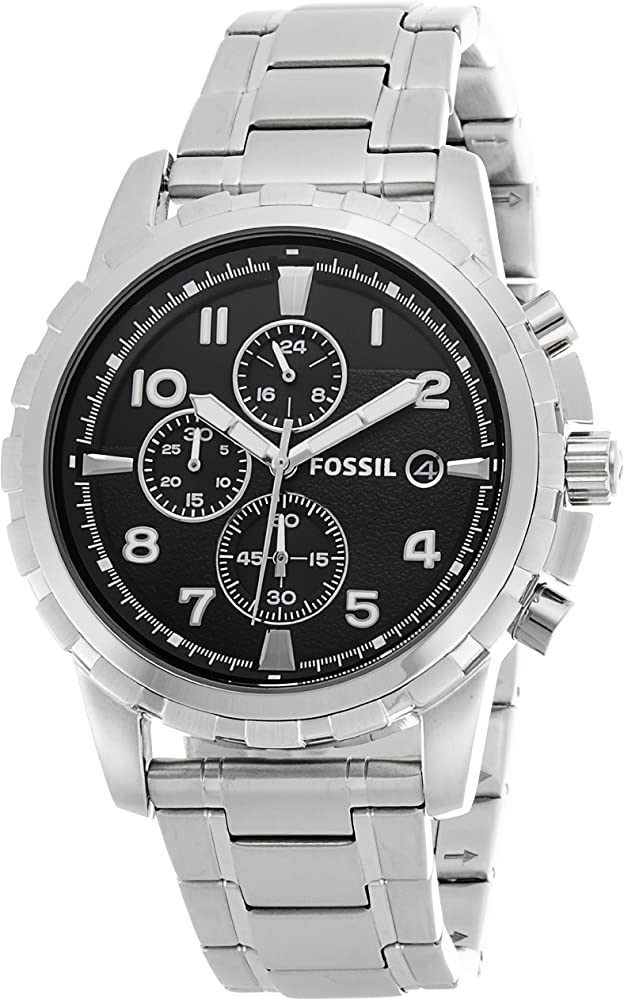 Fossil Dean Reloj cronógrafo para hombre de acero inoxidable con esfera negra FS4542