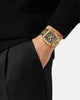 Versace Dominus Chronograph Black Dial Gold Steel Strap Watch For Men - VE6H00523
