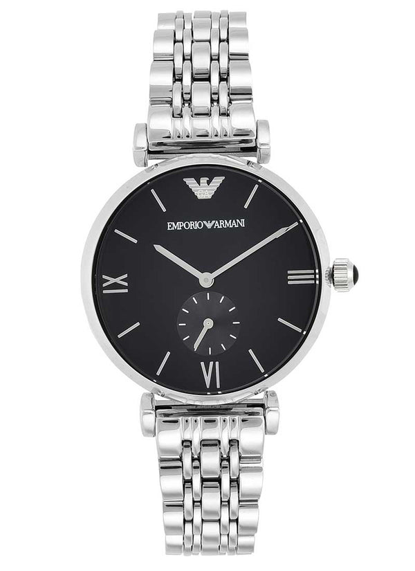 Emporio Armani Reloj Retro para Hombre con Esfera Negra y Plata AR1676