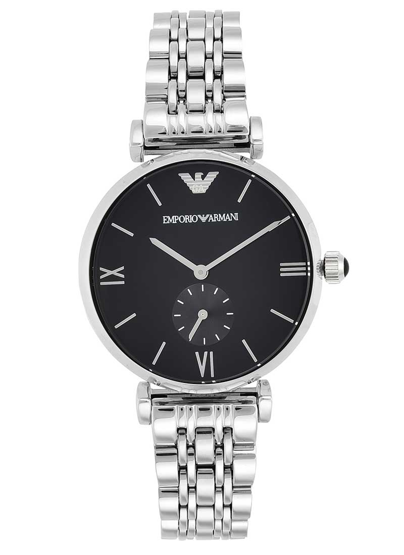 Emporio Armani Reloj Retro para Hombre con Esfera Negra y Plata AR1676