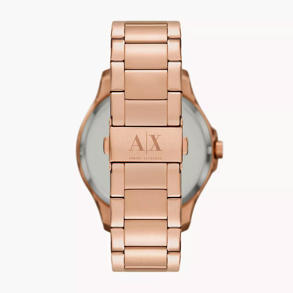 Armani Exchange Hampton Date Black Dial Rose Gold Watch - AX2449