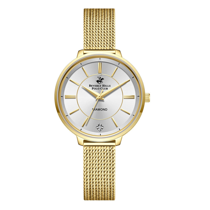 BEVERLY HILLS POLO CLUB Women’s Gold Mesh Diamond Watch – BP3312X.130