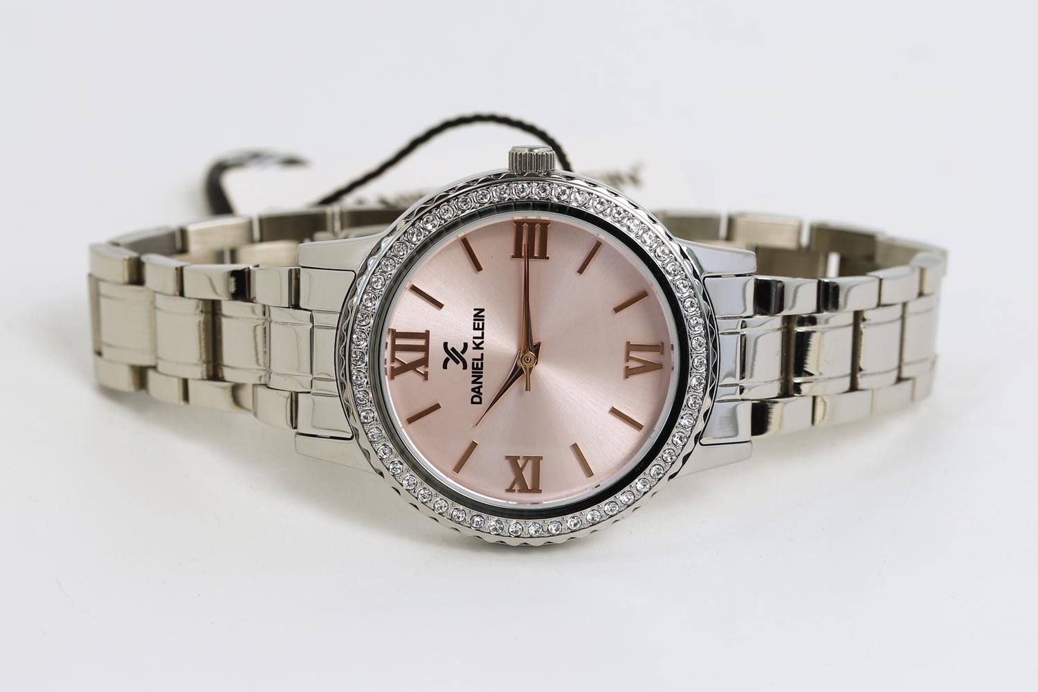 Daniel Klein Pink Dial Silver Diamond Watch DK.1.12922-6