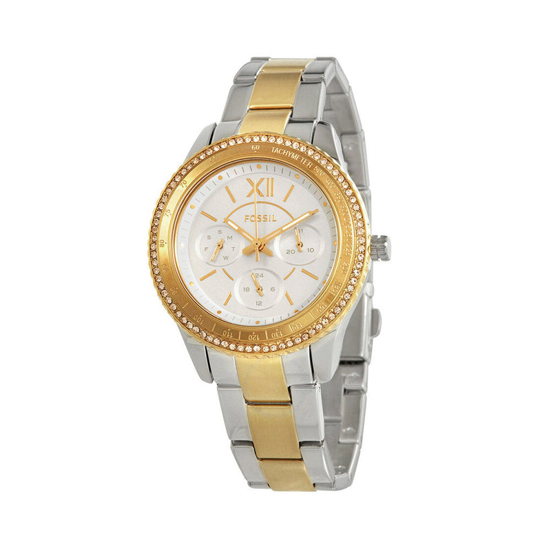 Fossil Stella Sport Reloj cronógrafo de cuarzo con esfera plateada para mujer ES5107