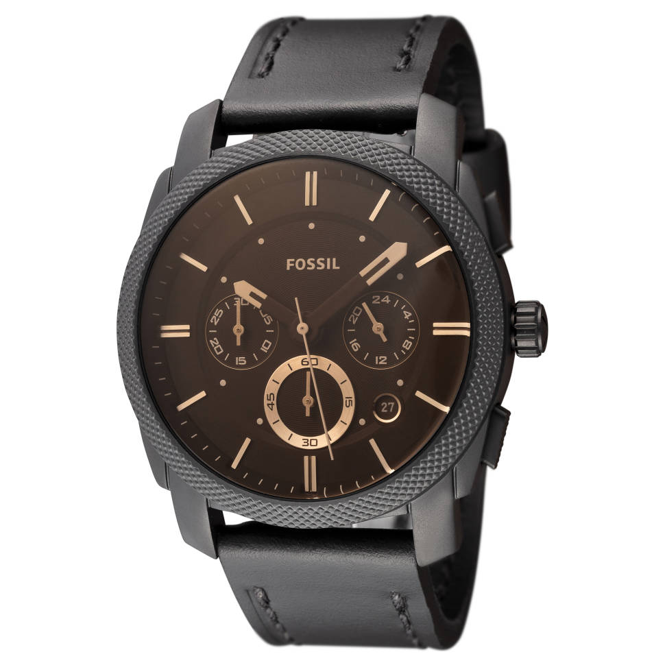 Fossil Machine Chronograph Black Leather Men's Watch FS5586 – Watches ...