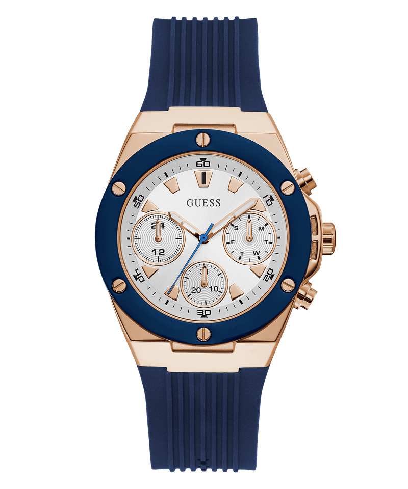 Guess Reloj de Mujer en Silicona Azul en Tono Oro Rosa GW0030L5