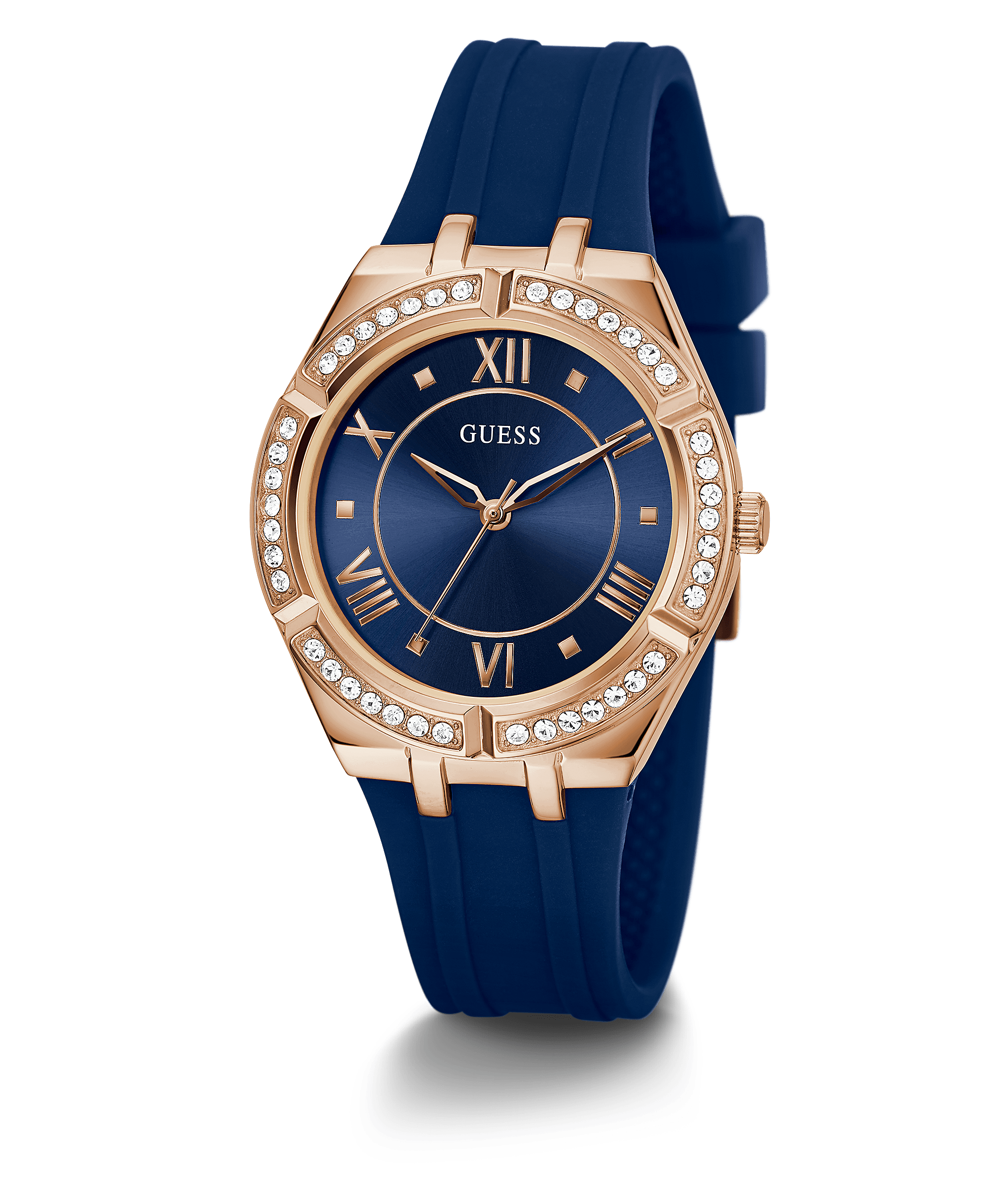 Guess Rose Gold Cosmo Blue Strap Women's Watch GW0034L4 – Watches of ...