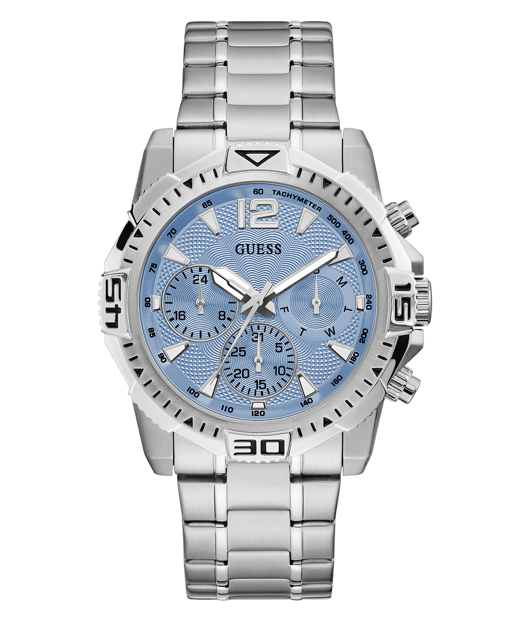 Guess Commander Silver Blue Dial Men's Watch GW0056G2 – Watches of America