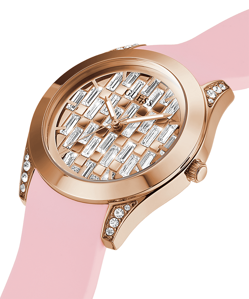 Reloj Guess Clarity para mujer con correa de silicona en tono rosa GW0109L2