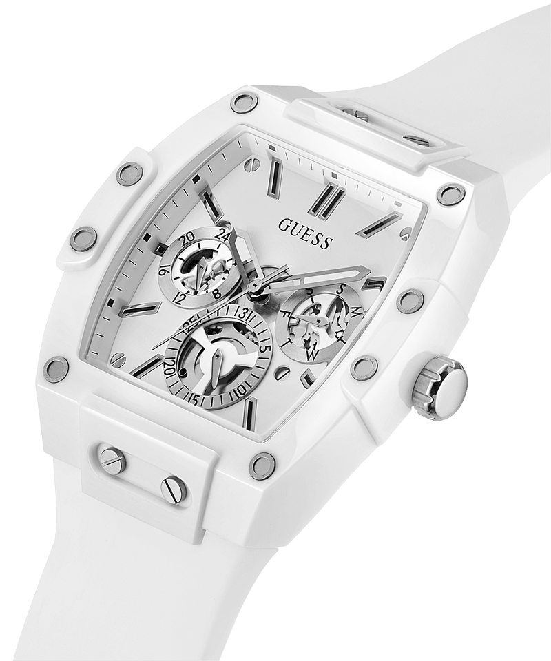 Guess Phoenix White Silicone Strap Men's Watch GW0203G2 – Watches of America