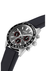 Reloj Guess para hombre con correa de silicona negra en tono plateado GW0332G1