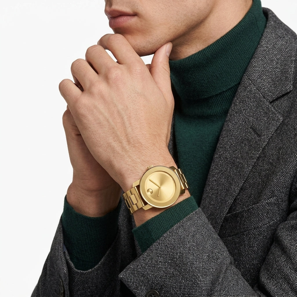 Movado Bold Champagne Yellow Gold Ion Plated Watch 3600085