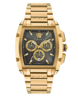 Versace Dominus Chronograph Black Dial Gold Steel Strap Watch For Men - VE6H00523